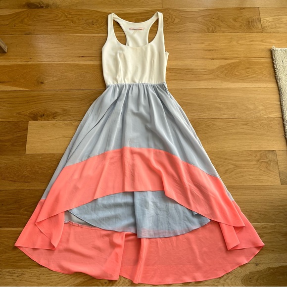 Anthropologie Hutch Capay colorblock high low dress in XS - white pink and blue - Picture 3 of 8